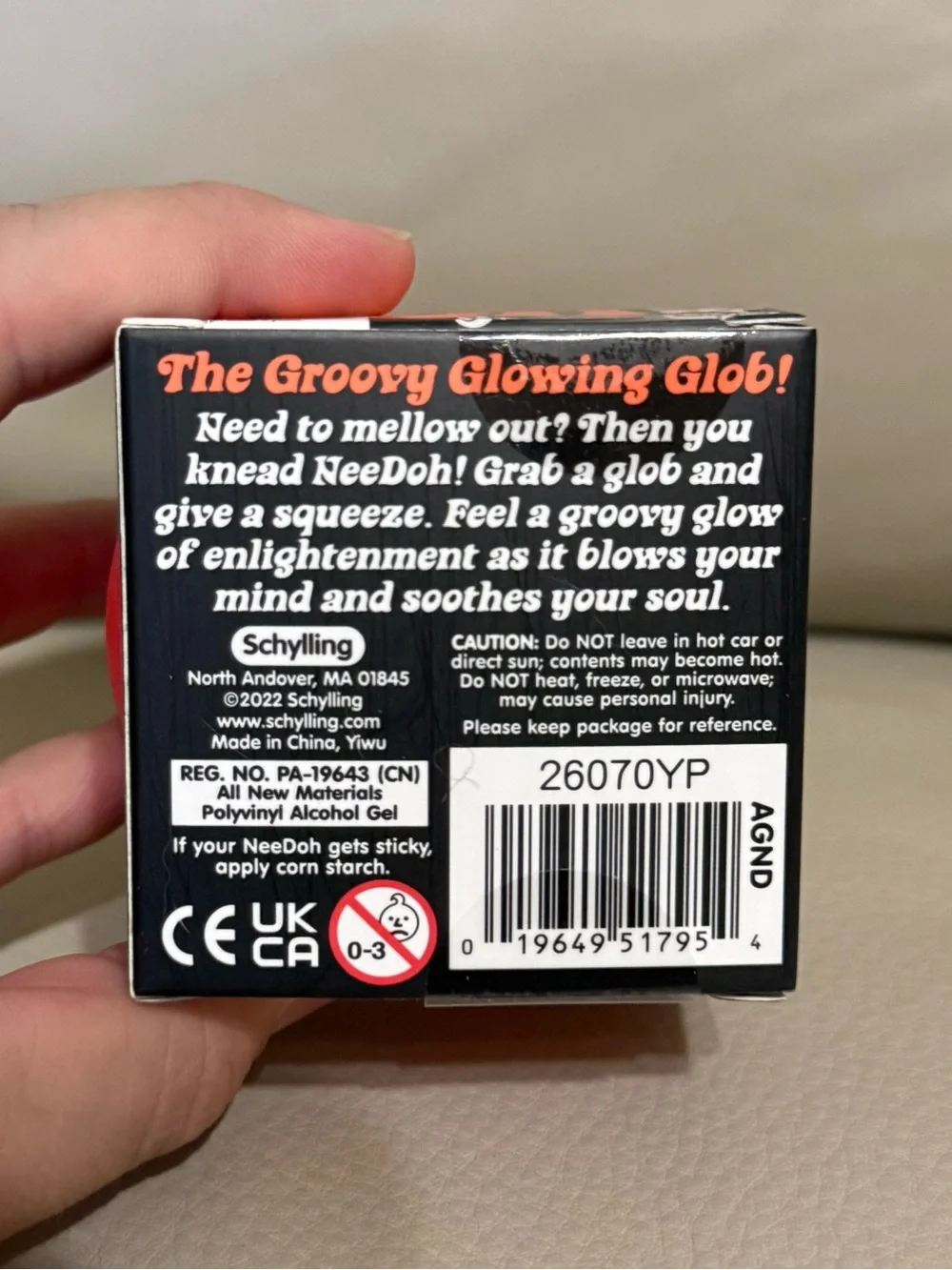 NEW NeeDoh Glow In The Dark ORANGE Squishy Fidget Toy Stress Ball Authentic!